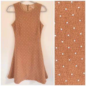 Chelsea & Violet Wool Blend Polka Dot Dress Tan White